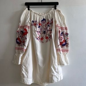 Free People Off the Shoulders Embroidered Dress